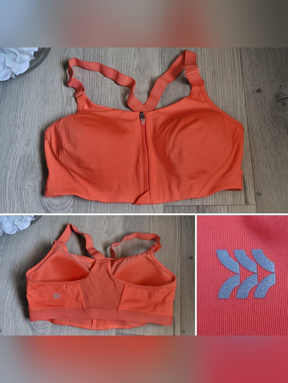 All In Motion Bright Coral Front Zip High-impact Molded Sport Bra, Women's 38B